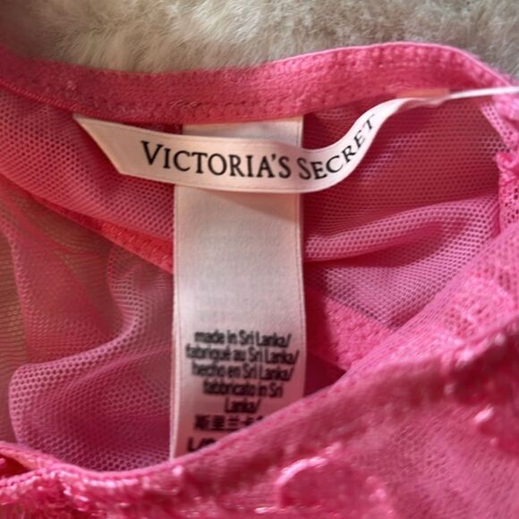 New! Victoria's Secret Very Sexy Sheer Boho Floral Embroidery Babydoll size L - Picture 11 of 13